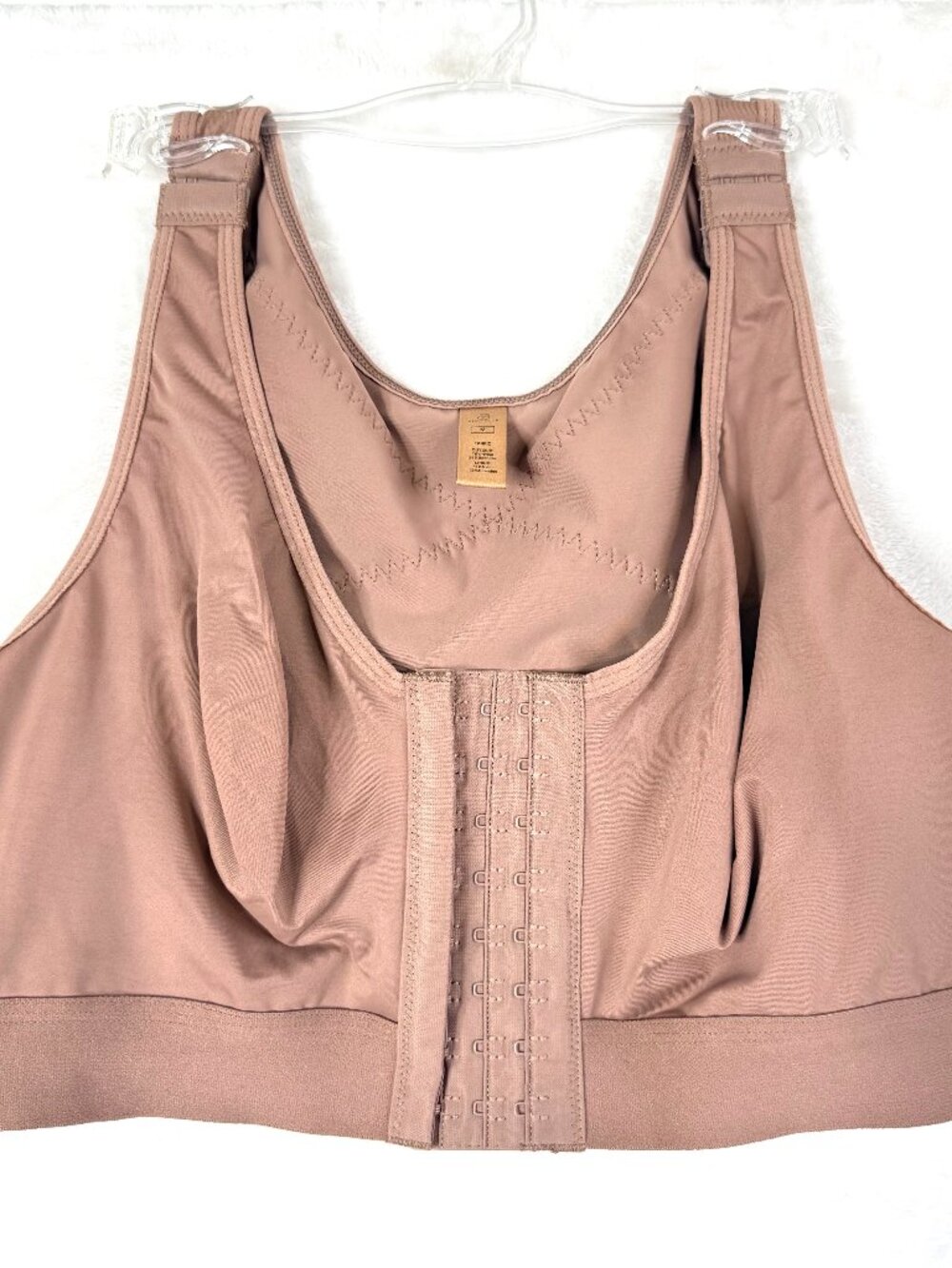 SHAPELLX Airslim Unlined Wireless Back Support Front Hook Bra M Mauve Brown